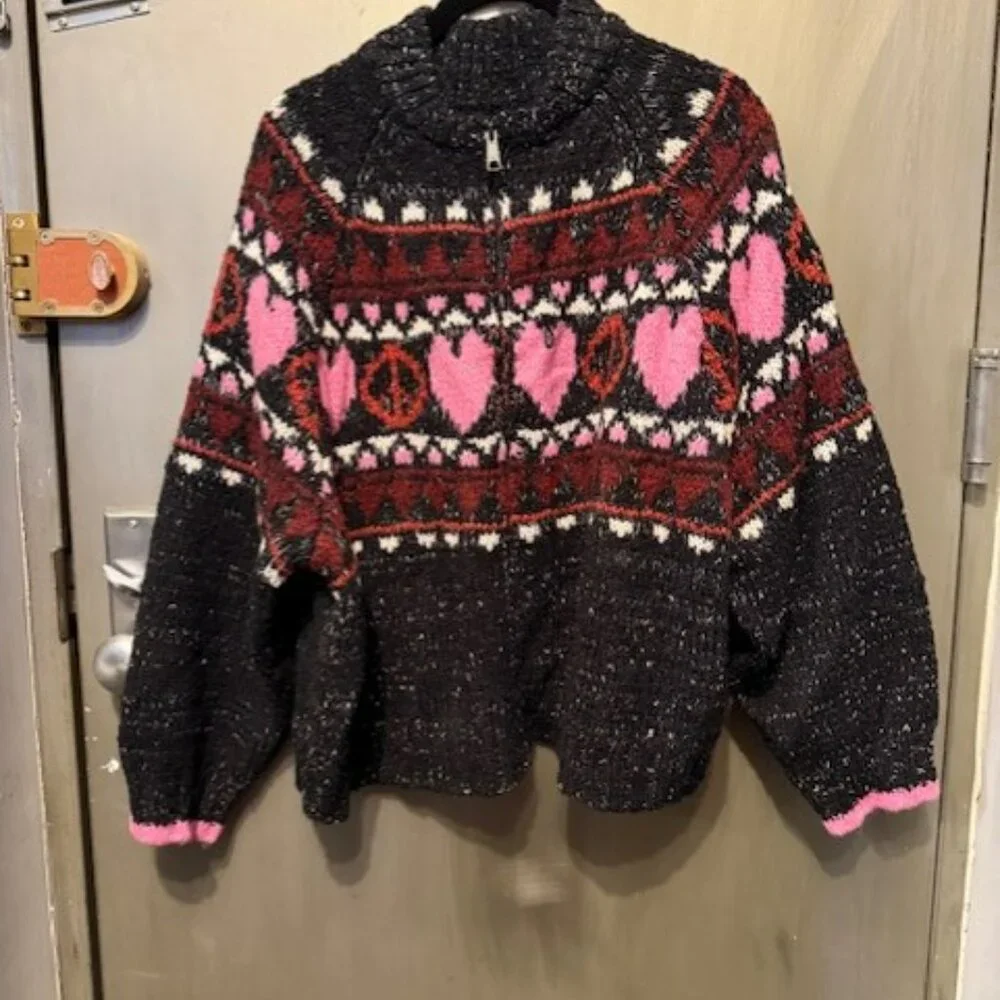 Pilcro Peace Love Icon Zip-Up Cardigan Sweater - Picture 4 of 16